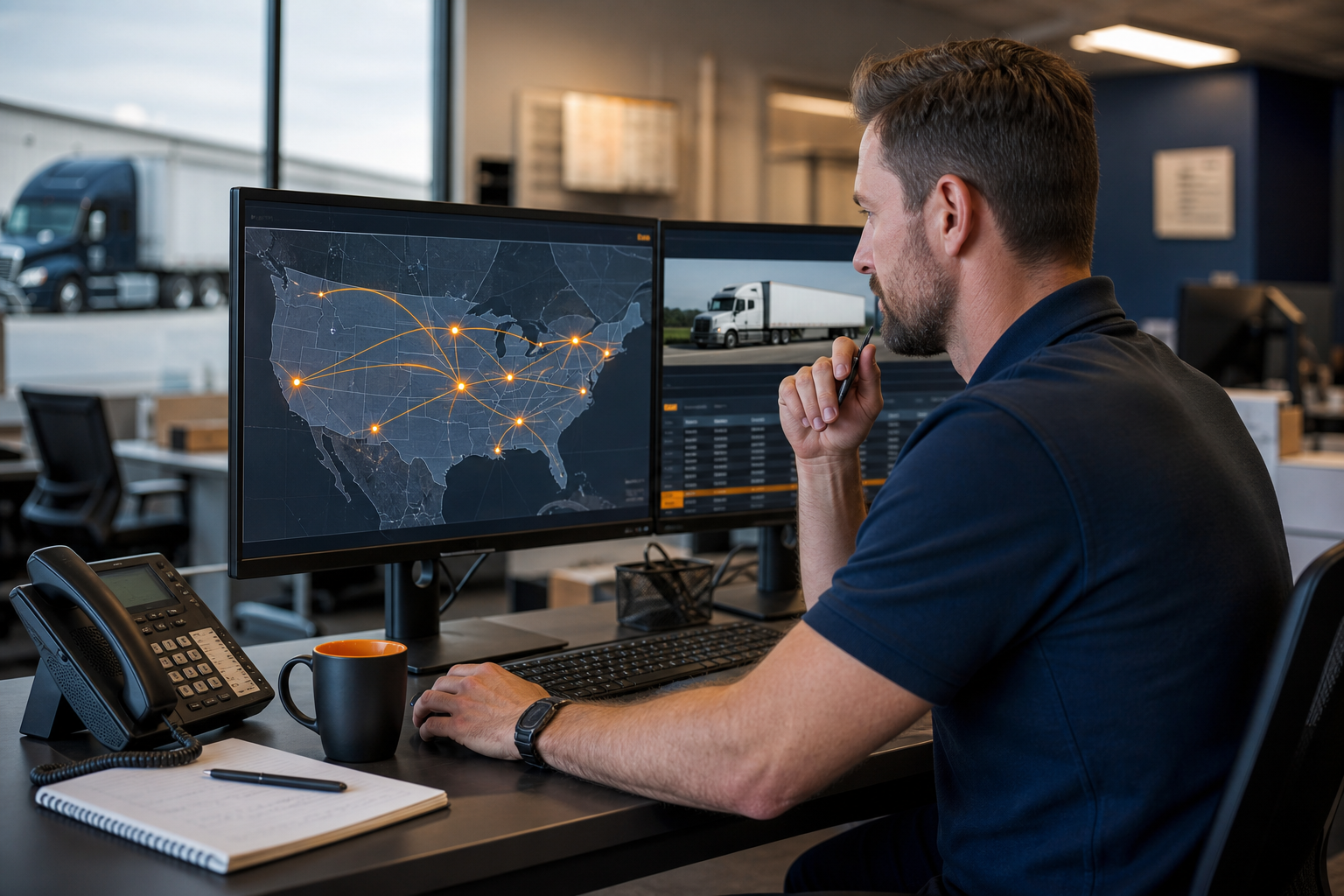 Load board management with profitable freight lanes on a US route map